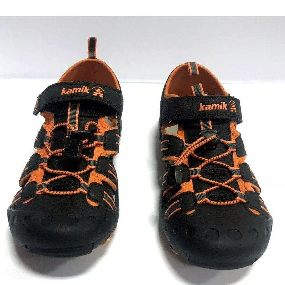 Kamik Big Kids’ Crab, Black/Orange Fisherman Sandals, Boys’ Size 6 M. - Picture 3 of 7